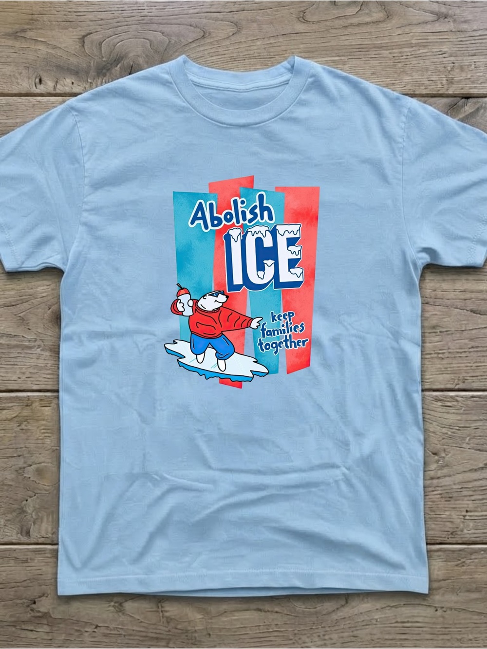Abolish ICE Light Blue Graphic Print Gildan T-shirt Casual